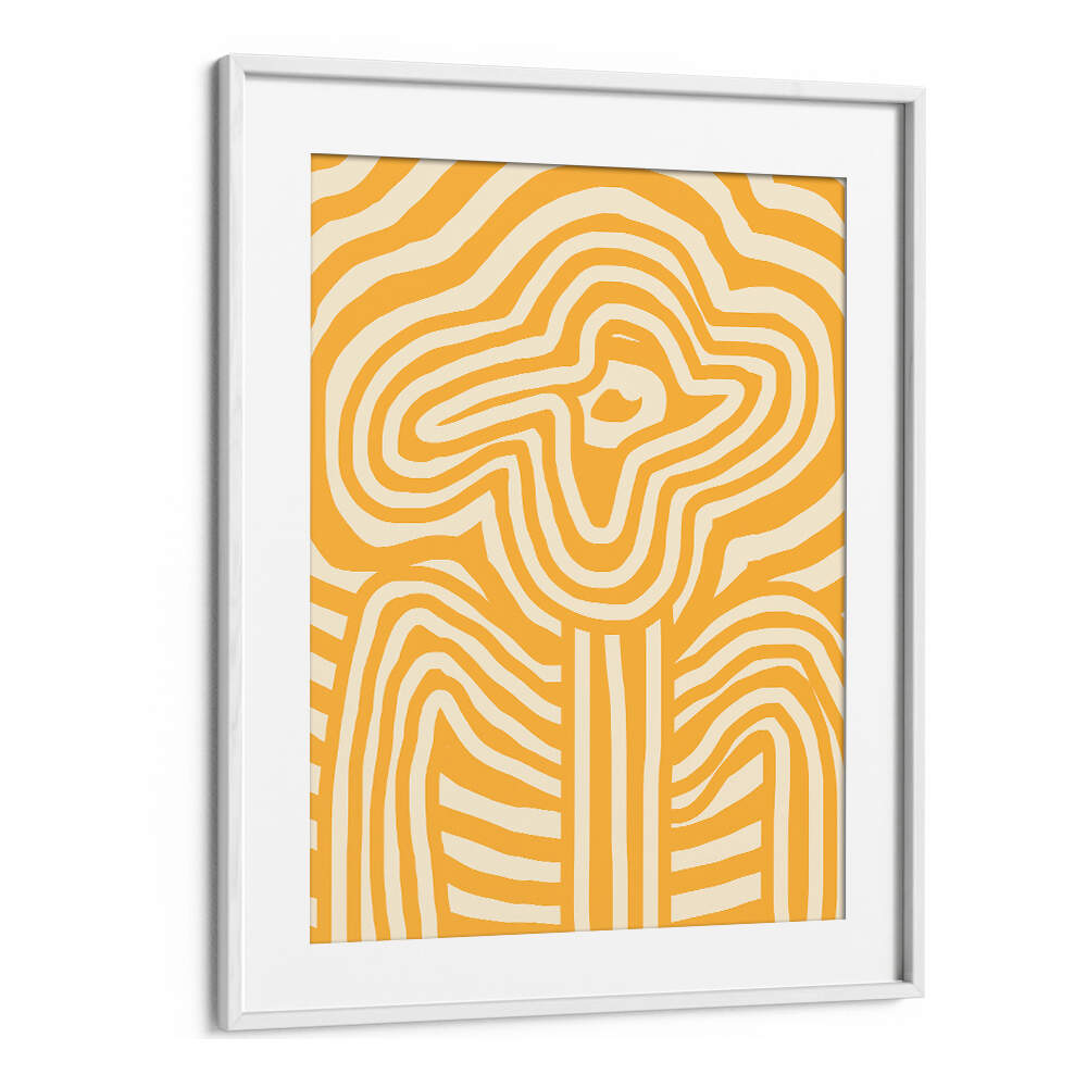 YELLOW STRIPED FLOWER , FLORAL FLOWER PAINTINGS