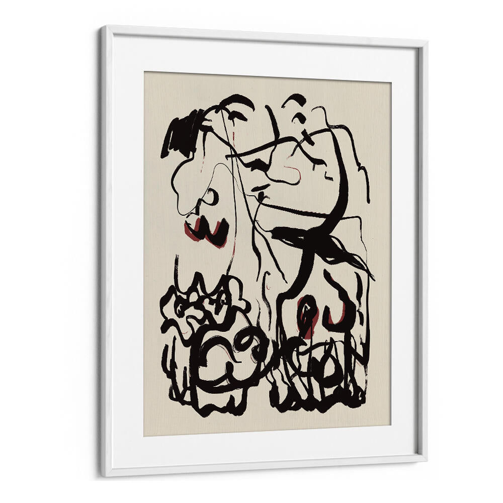 BLACK LINES AND SUBTLE RED ACCENTS , ABSTRACT PAINTINGS