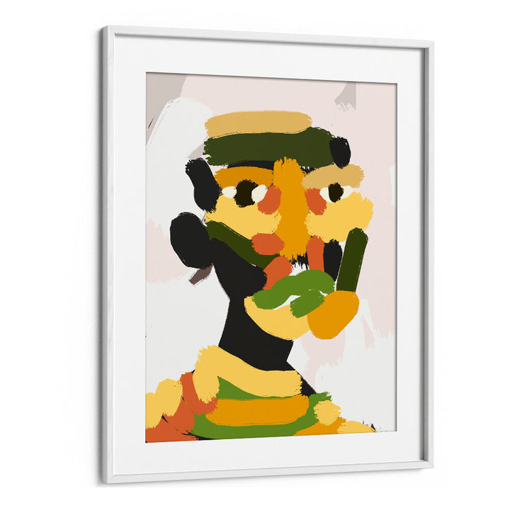 YELLOW GREEN TRIBAL PORTRAIT , PORTRAITS & FIGURATIVE ILLUSTRATIONS