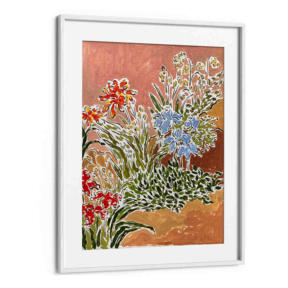 GARDEN CORNER , FLORAL FLOWER PAINTINGS