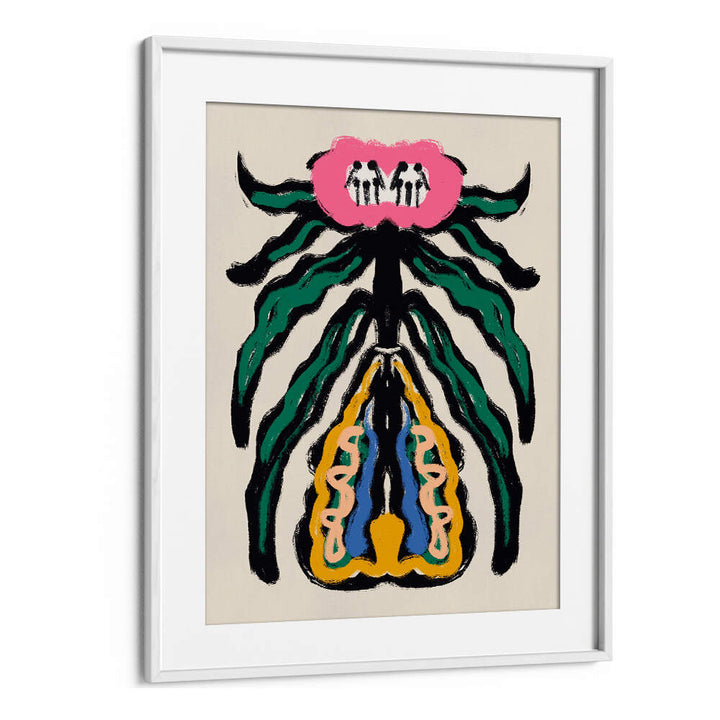 SYMMETRICAL DESIGN WITH A PINK FLOWER , FLORAL FLOWER PAINTINGS