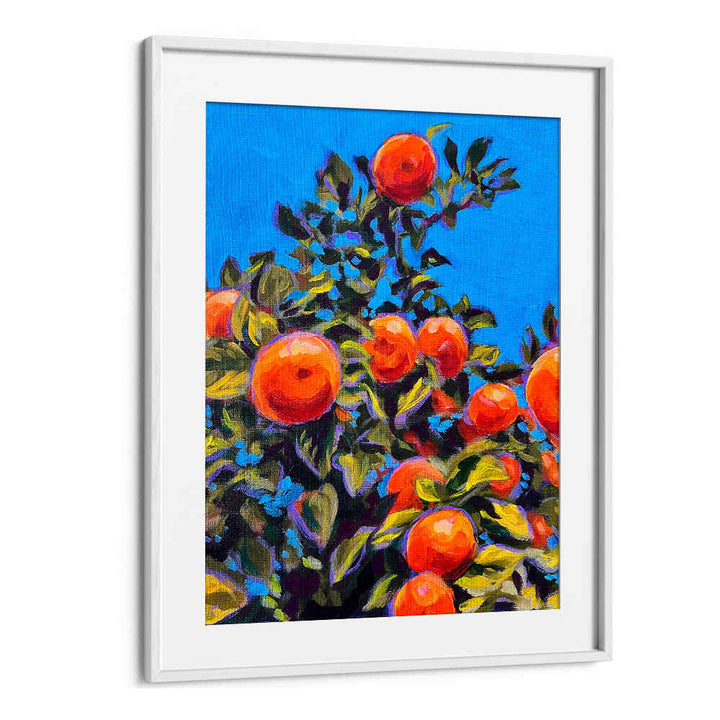 Whitemount SEVILLE ORANGES , KITCHEN POSTERS vibrant framed citrus art with bold oranges and bright blue sky