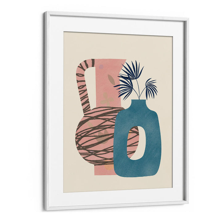 STILL LIFE WITH BLUE AND PINK VASE , BOHO ART PAINTINGS