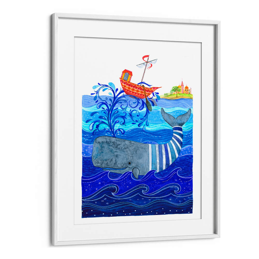 WHIMSICAL WHALE RIDE , KIDS ROOM PAINTINGS