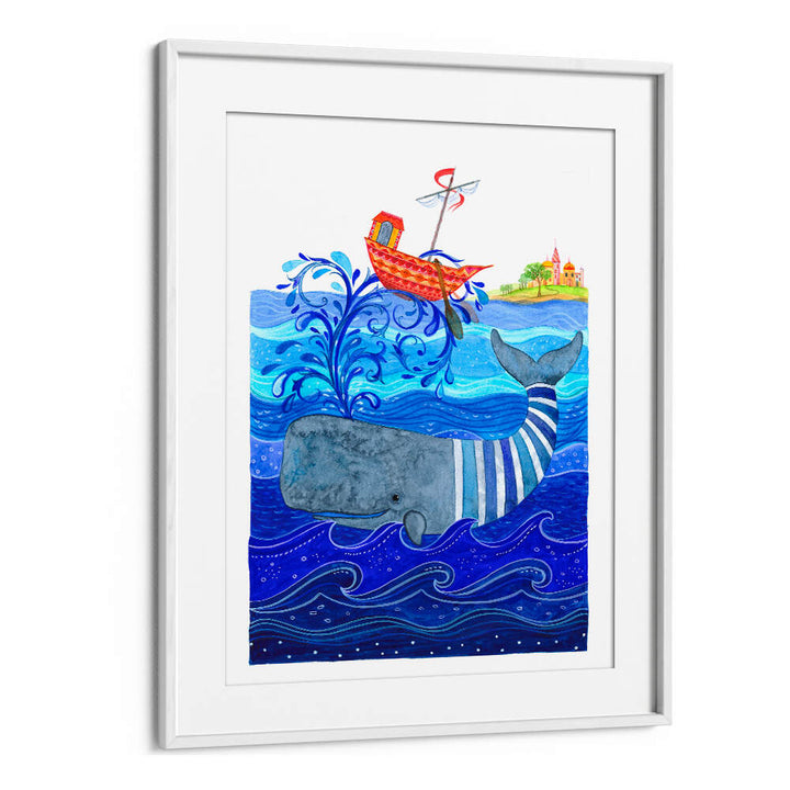 WHIMSICAL WHALE RIDE , KIDS ROOM PAINTINGS