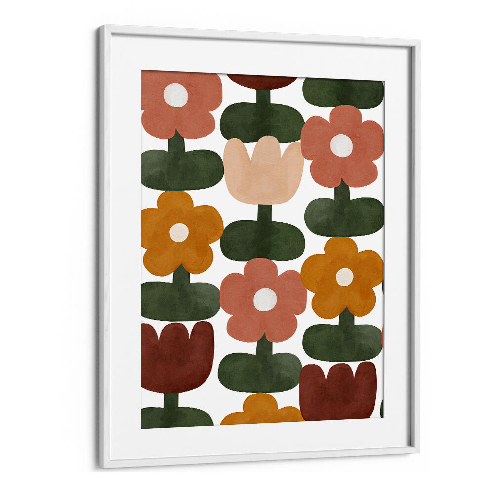 RETRO FLORAL GRID , KIDS ROOM PAINTINGS