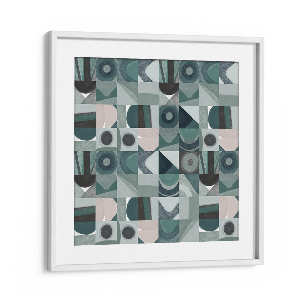 MID CENTURY GRID PATTERN FOUR , ABSTRACT PAINTINGS