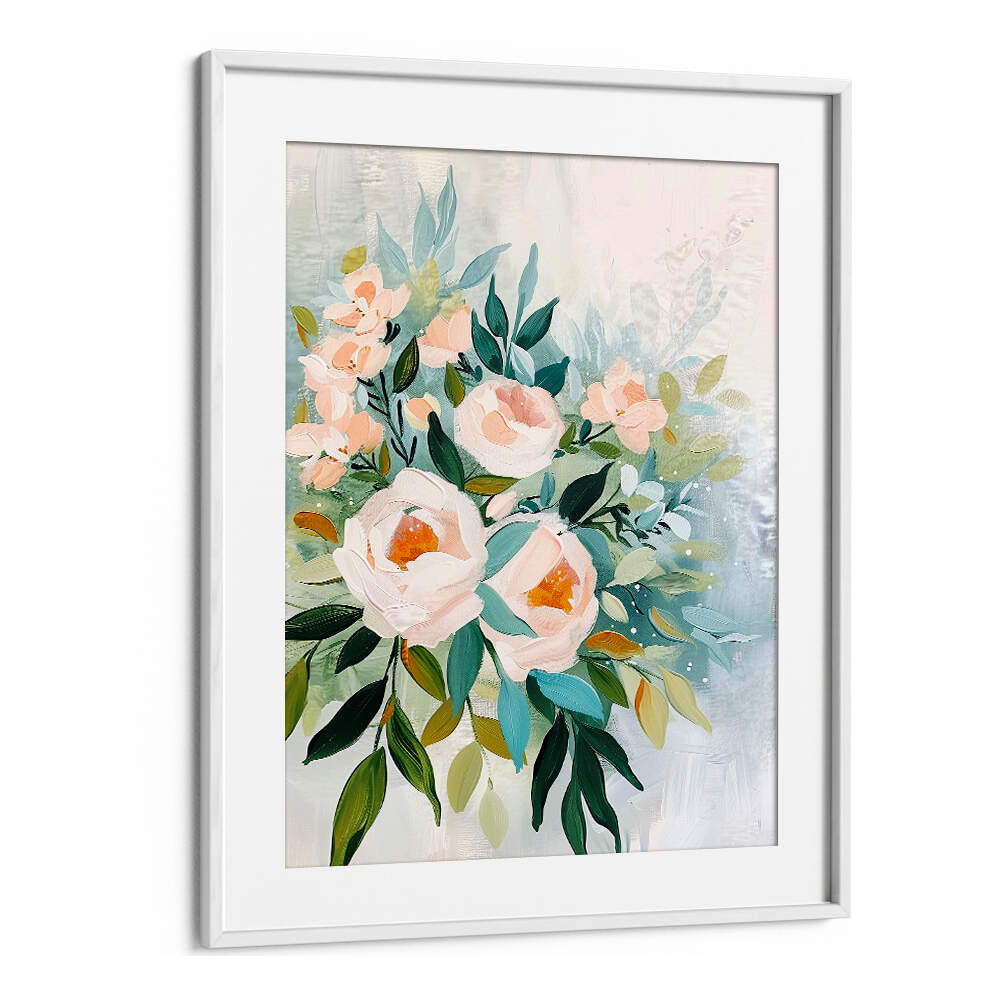 EVERGREEN GREEN PAINTERLY FLORALS III ,FLORAL FLOWER PAINTINGS