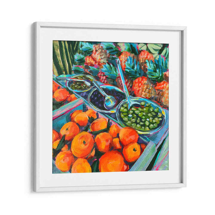 OLIVE LOVER , KITCHEN POSTERS by WhiteMount - colorful framed print of olives, bowls and oranges for Mediterranean kitchen