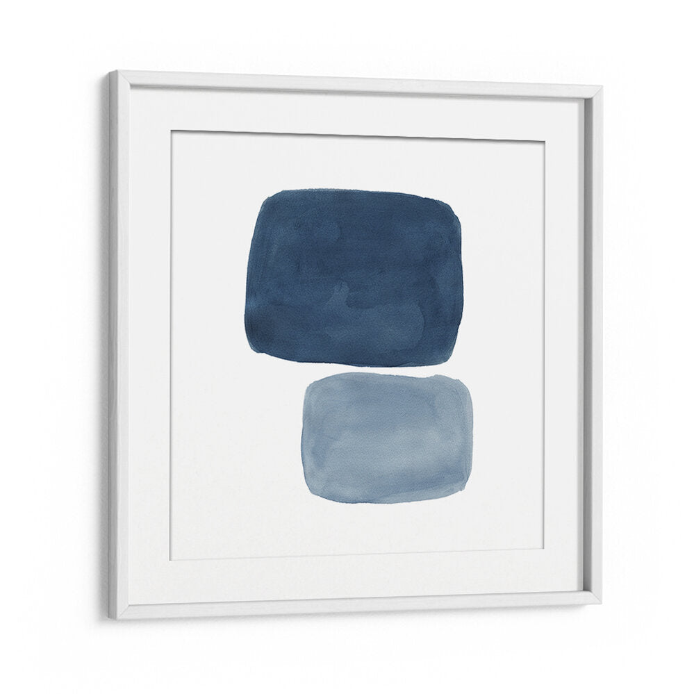 Stunning AFFINITY, GEOMETRIC ART PRINTS featuring abstract shapes in blue tones to elevate your living space decor.