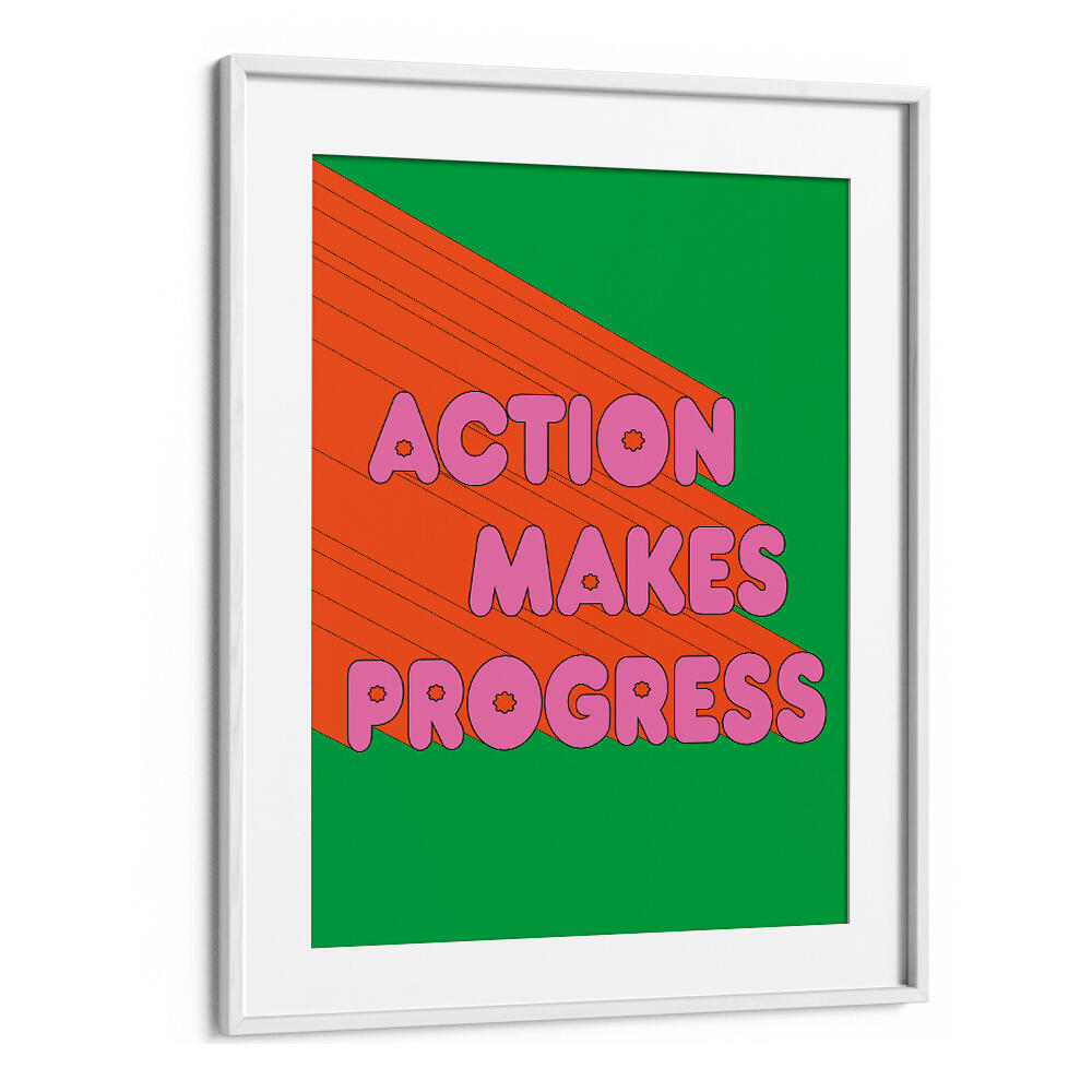 ACTION MAKES PROGRESS , QUOTES & TYPOGRAPHY POSTERS