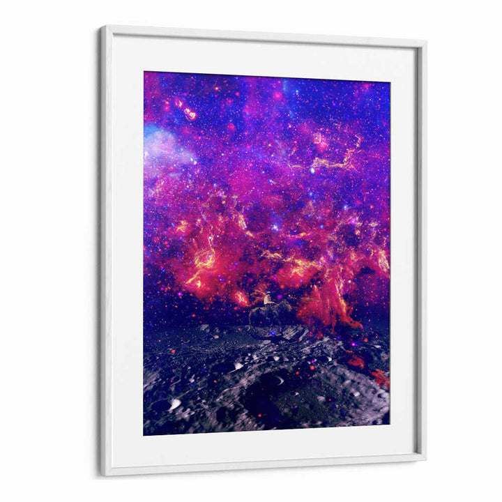 Vibrant SPACE COWBOY, SURREAL ART PRINTS featuring cosmic colors and a celestial landscape from WhiteMount.
