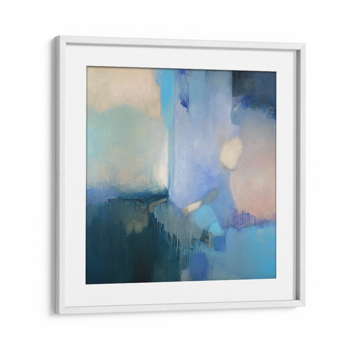 FROZEN HAZE, ABSTRACT PAINTINGS feature soothing blues and textures, enhancing your art collection with elegance.