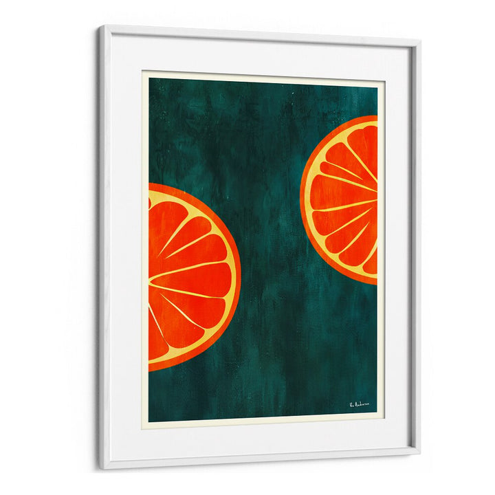 Bright orange citrus slices on a dark background enhance your space with YOU AND ME, KITCHEN POSTERS. Perfect for any kitchen!