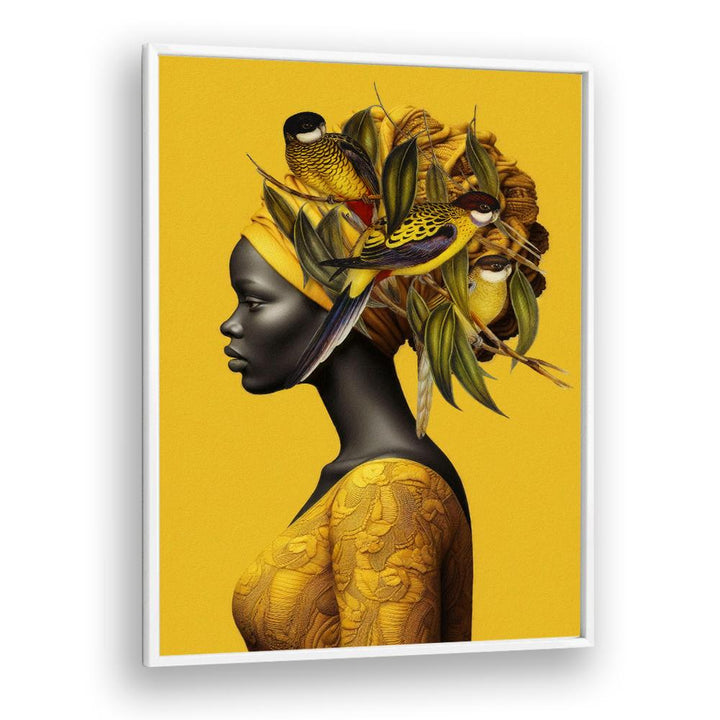 AFRICAN WOMAN GOLDEN BIRDS