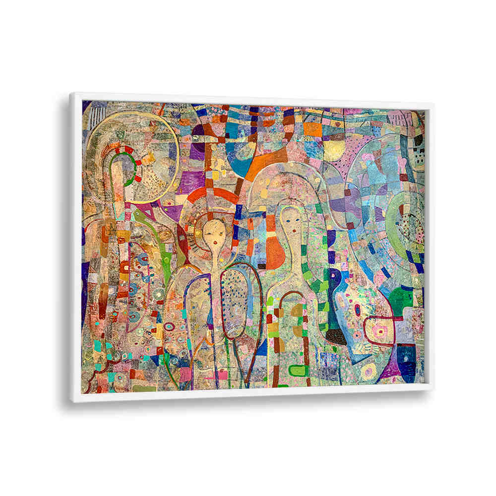 ANGELS AMONG US , ABSTRACT PAINTINGS by Imagy — layered textured abstract panel with ethereal angel figures