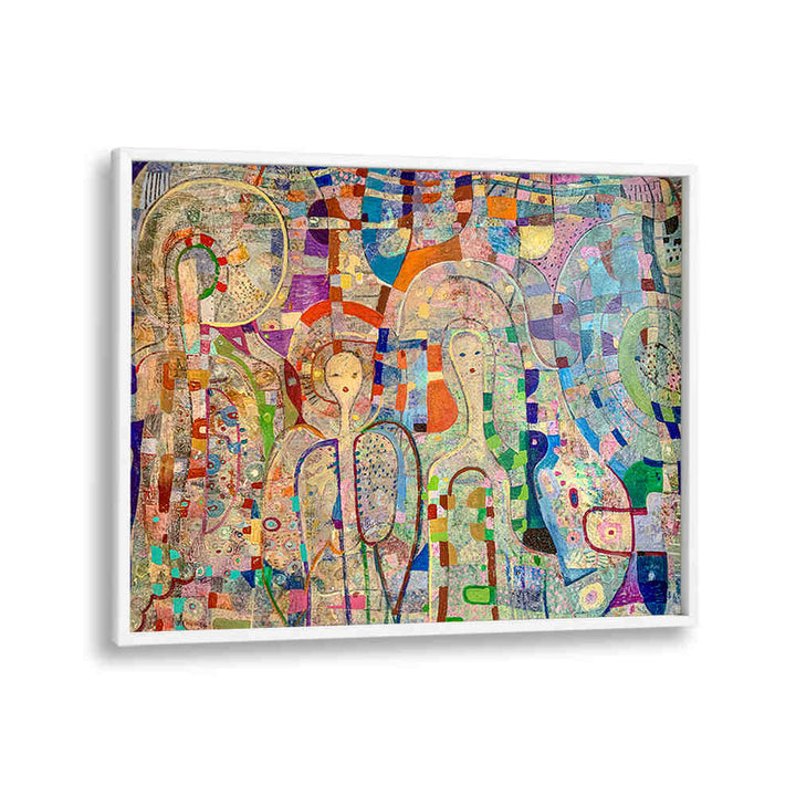 ANGELS AMONG US , ABSTRACT PAINTINGS by Imagy — layered textured abstract panel with ethereal angel figures