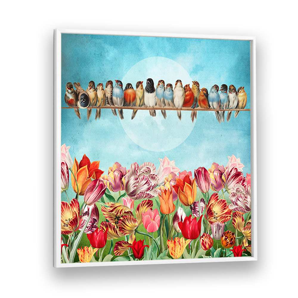BIRDS OVER TULIP GARDEN