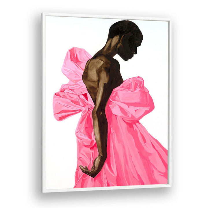 Elegant portrayal in pink fabric showcasing BLOOM IV, PORTRAITS, perfect for sophisticated home décor.