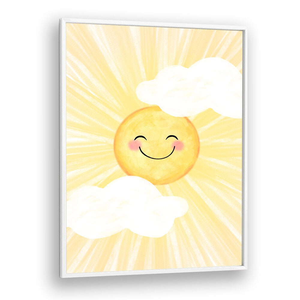 Cheerful sun with clouds in "BRIGHT SUNNY DAY, KIDS ROOM PAINTINGS" perfect for enhancing children's spaces.