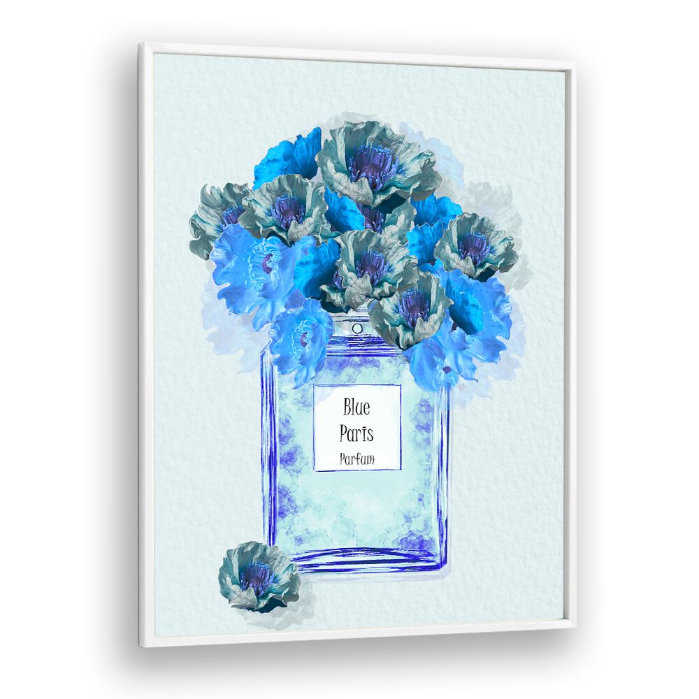 Luxurious BLUE PARIS PARFUM featured in elegant fashion posters with floral accents, perfect for stylish decor.