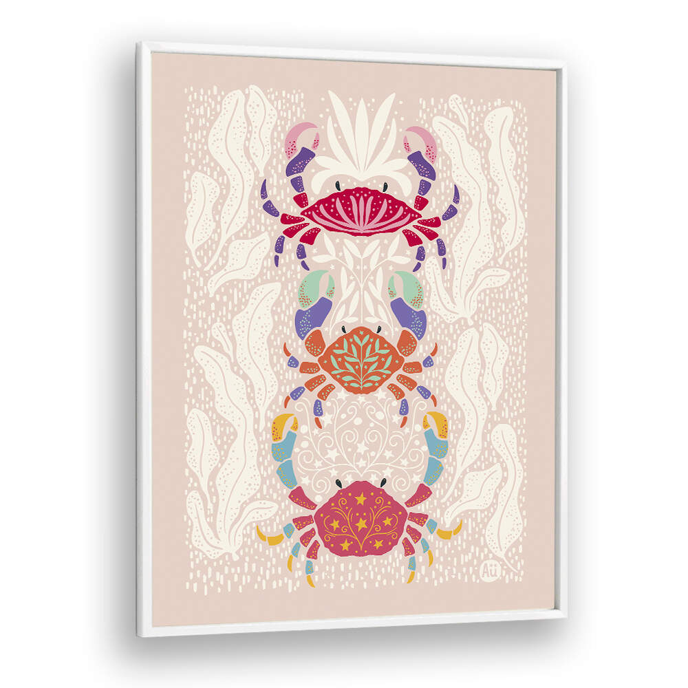 COLORFUL CRABS IN RED , BAR & CAFE ART