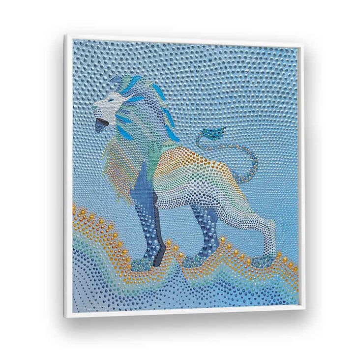 Dotted Majesty Lion, animal paintings showcasing vibrant colors and textures, perfect for enhancing your home decor.