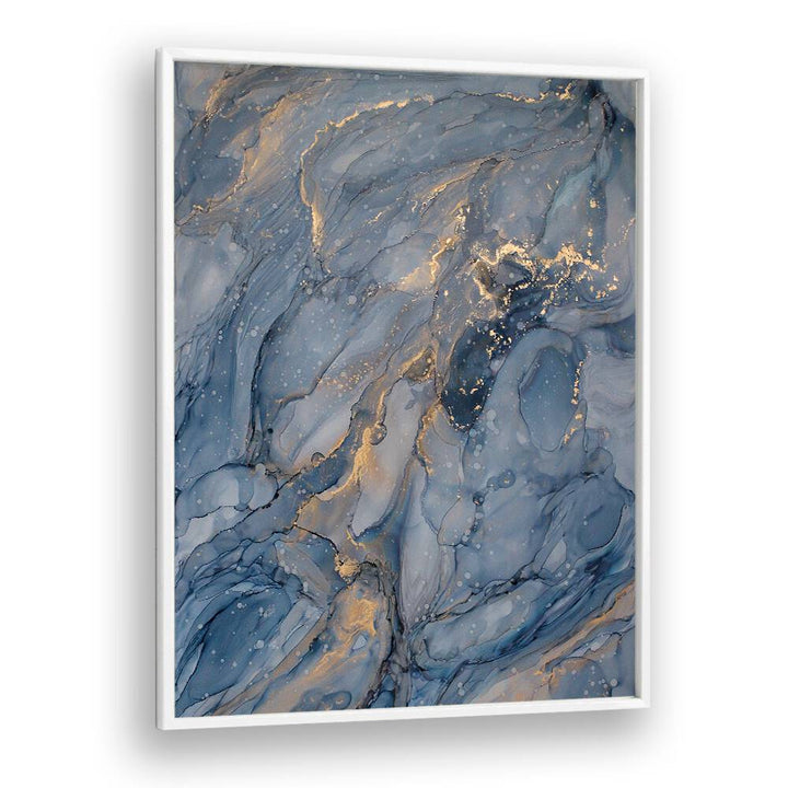 Elegant DELICATE BLUE, ABSTRACT PAINTINGS featuring swirling shades of blue and gold, perfect for modern decor.