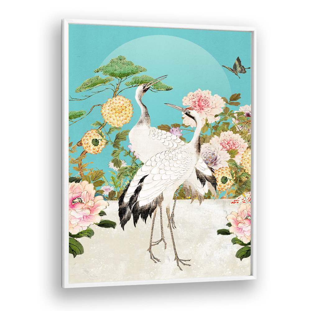 ELEGANT CRANES AND PEONIES