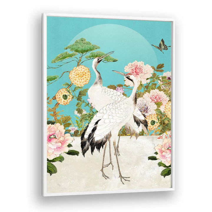 ELEGANT CRANES AND PEONIES