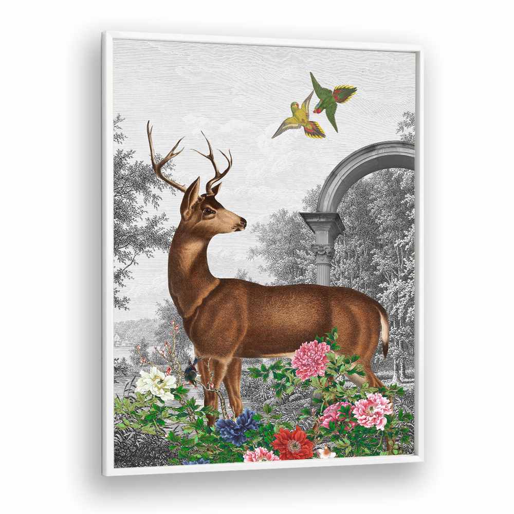 ELEGANT DEER GARDEN SCENE