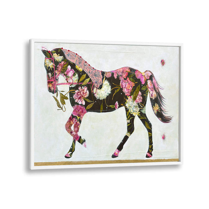 Vibrant EQUESTRIAN ELEGANCE, ANIMAL PAINTINGS showcase a floral horse design, perfect for nature lovers.