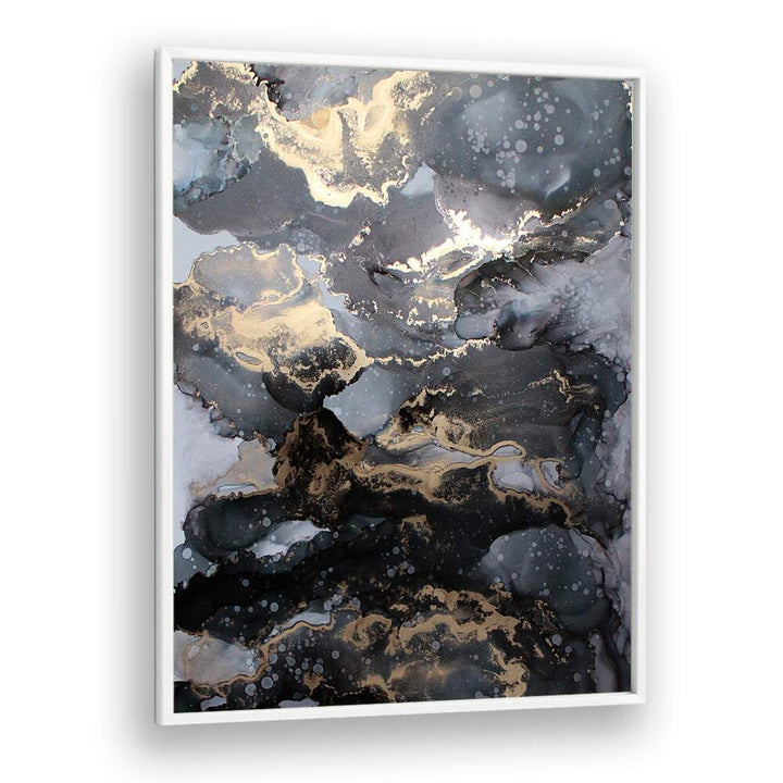 FIRESTORM, ABSTRACT PAINTINGS showcase dynamic swirls of dark and gold, adding elegance to any space.