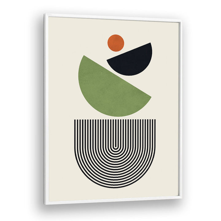 GEOMETRIC SHAPES IN GREEN BLACK AND ORANGE , GEOMETRIC ART PRINTS