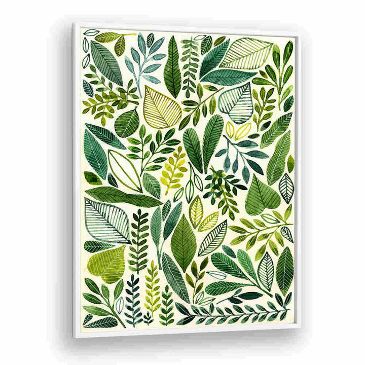 GREEN LEAVES IN VARIOUS SHAPES