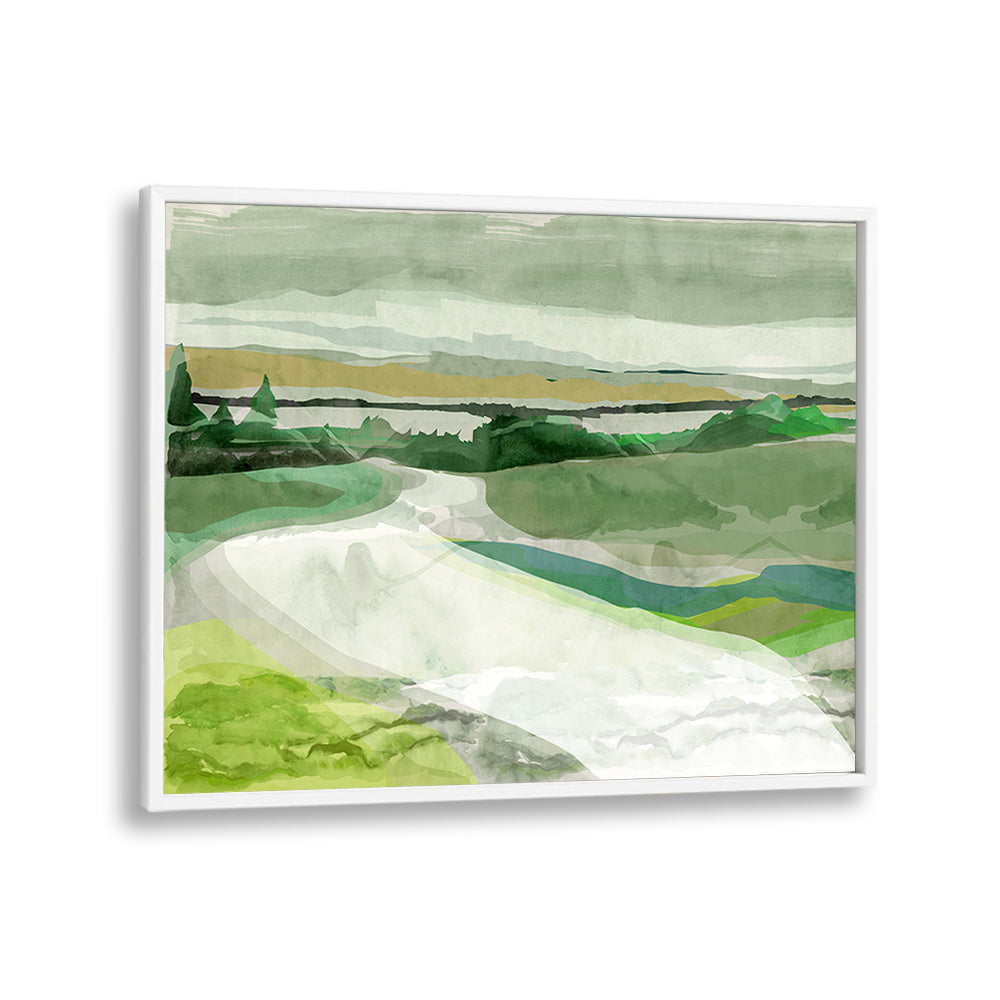 Lush greenery and tranquil landscapes in GREEN PASTURES I, LANDSCAPE PAINTINGS, perfect for enhancing any space.