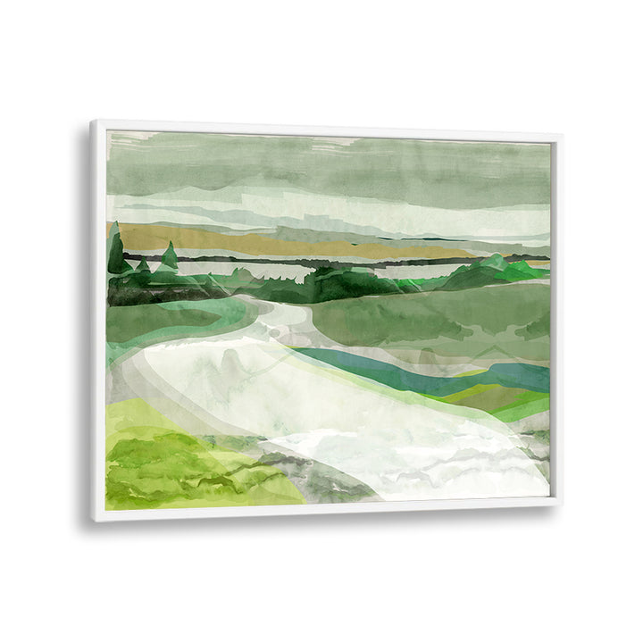 Lush greenery and tranquil landscapes in GREEN PASTURES I, LANDSCAPE PAINTINGS, perfect for enhancing any space.