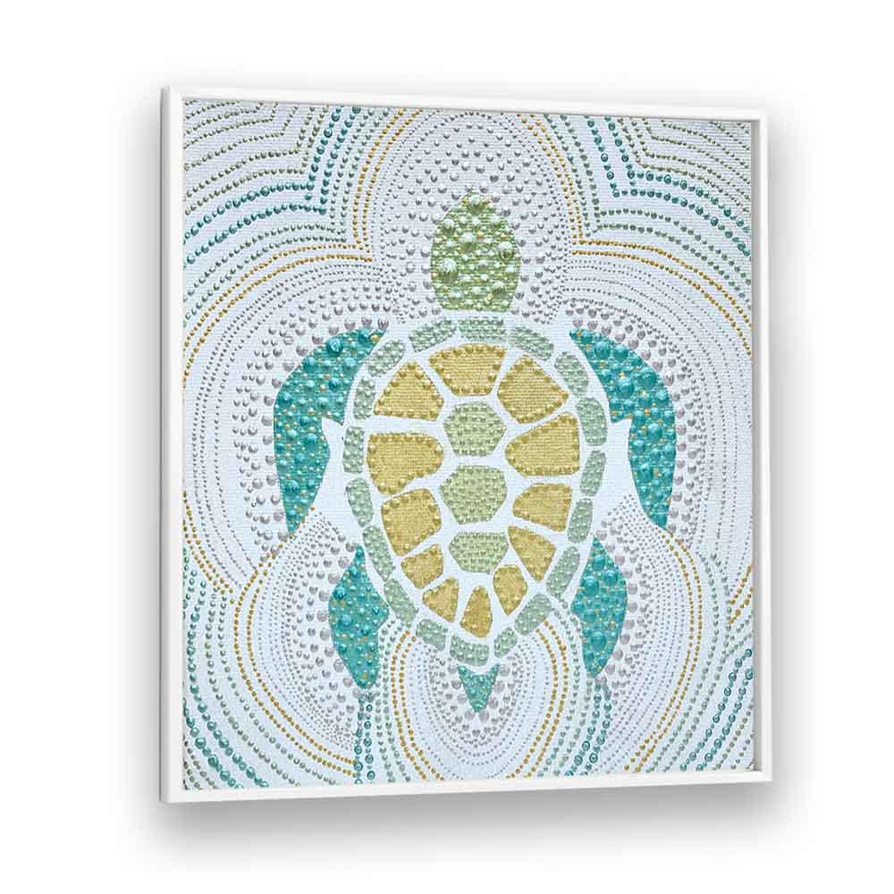 Vibrant GREEN SEA TURTLE, ANIMAL PAINTINGS artwork perfect for abstract wildlife decor, enhancing any space beautifully.