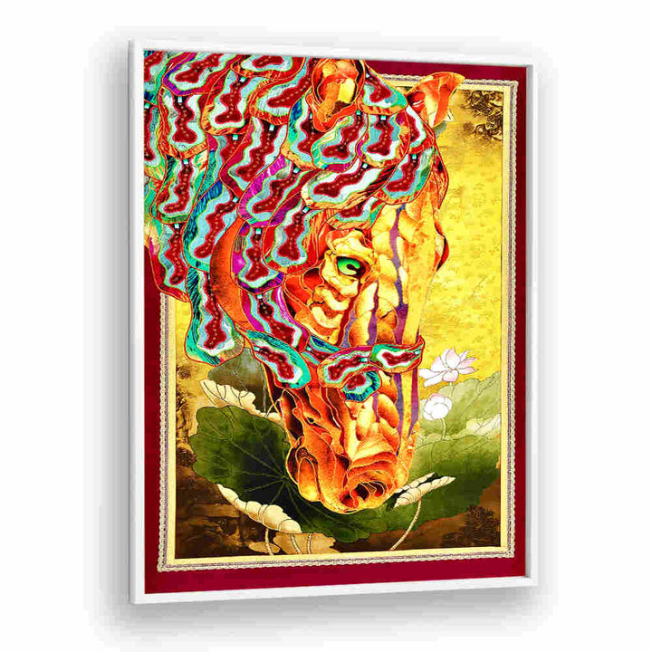 Colorful horse artwork featuring vibrant hues, part of the GOLDEN GAZE, ANIMAL PAINTINGS collection.