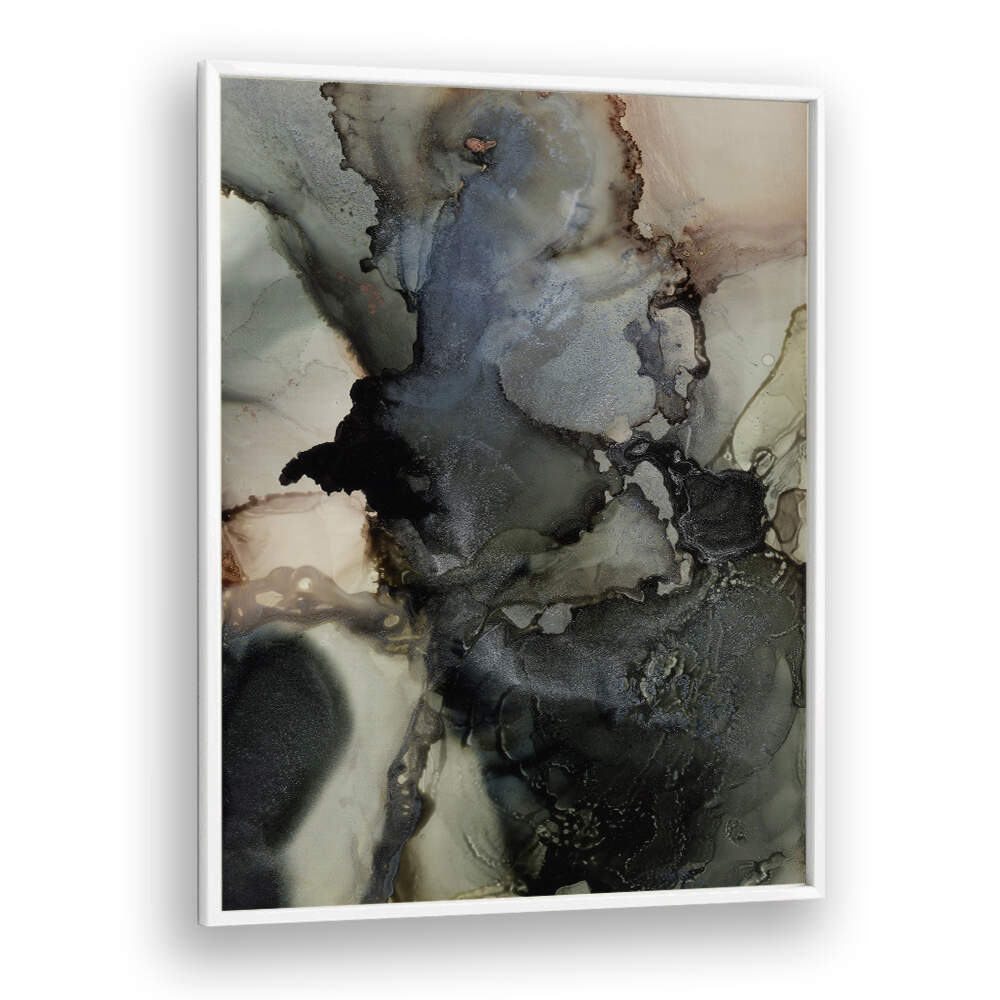 ORGANIC SHAPES WITH BLACK AND GRAY TONES , ABSTRACT PAINTINGS