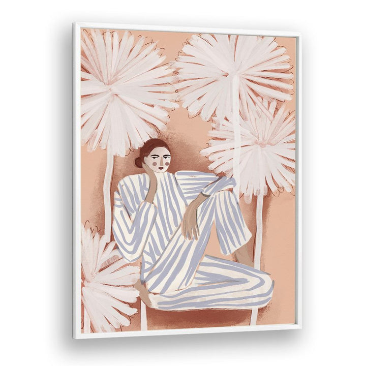 PEACEFUL WOMAN AMONG LEAVES