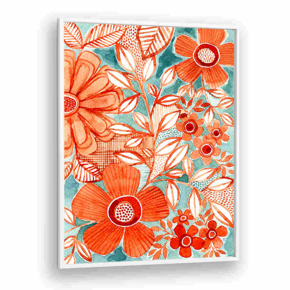 RED DAISIES WITH AQUA