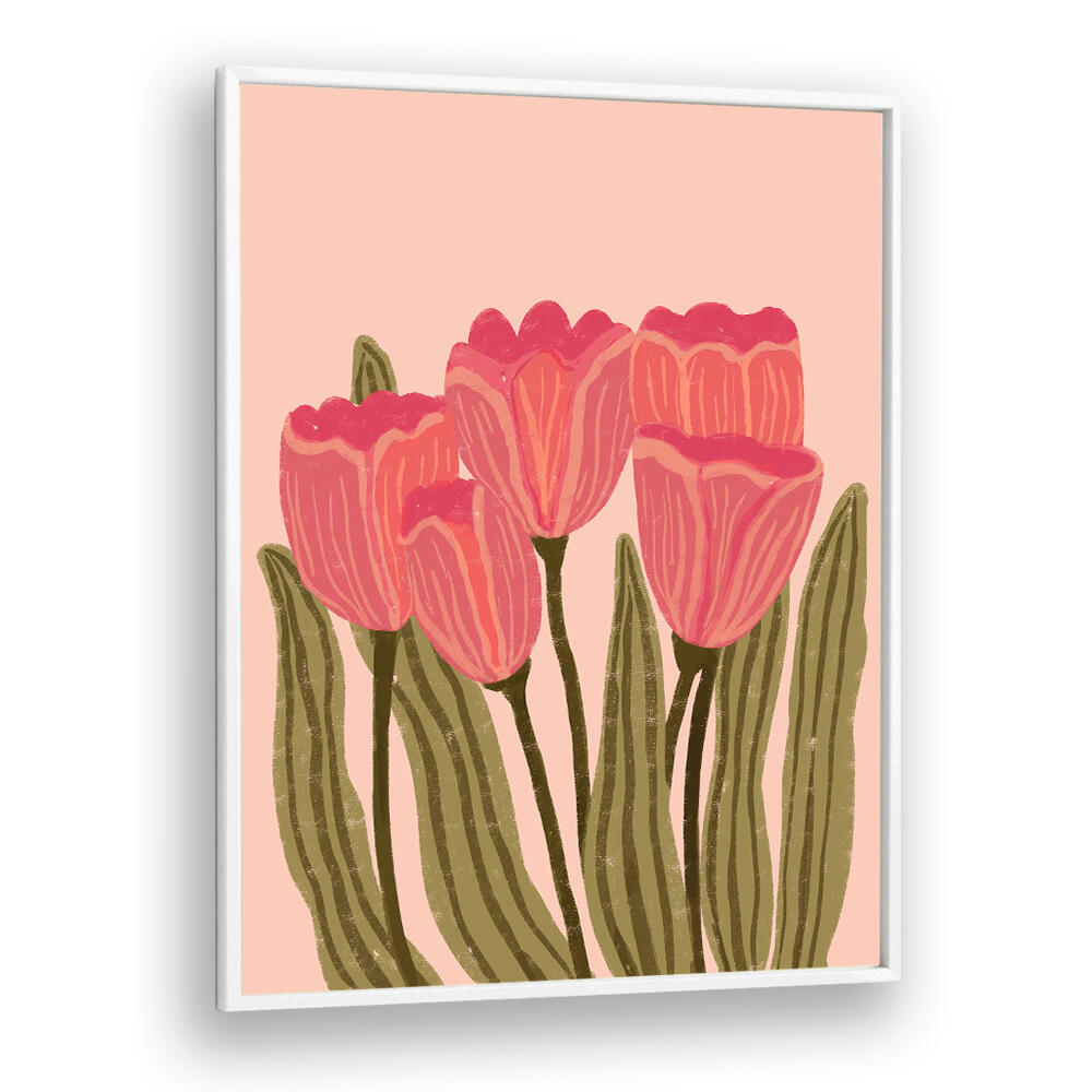 RED TULIPS , FLORAL FLOWER PAINTINGS