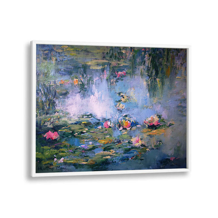 SERENE LILY POND , FLORAL FLOWER PAINTINGS