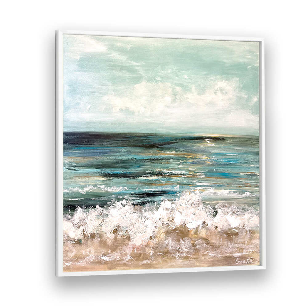 Calming SERENE SEASCAPE, LANDSCAPE PAINTINGS in soothing blues and whites, perfect for any tranquil space.