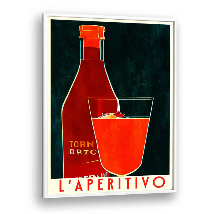 Bold and vibrant APERITIVO, BAR art featuring a bottle and glass, perfect for enhancing your café ambiance.