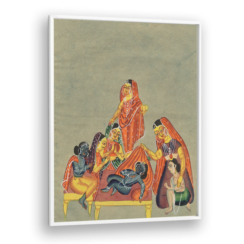 WORSHIP OF THE INFANT KRISHNA , INDIAN ART PAINTINGS