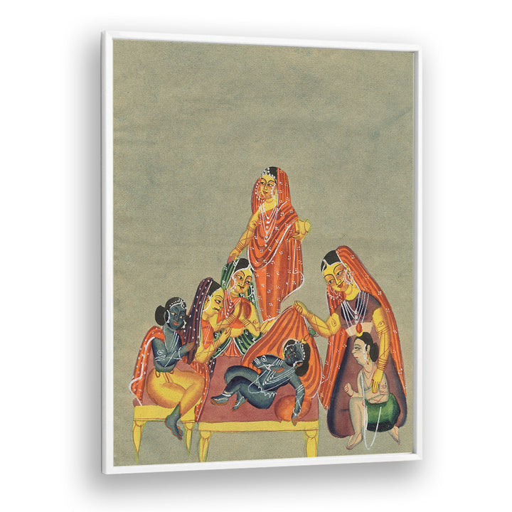 WORSHIP OF THE INFANT KRISHNA , INDIAN ART PAINTINGS