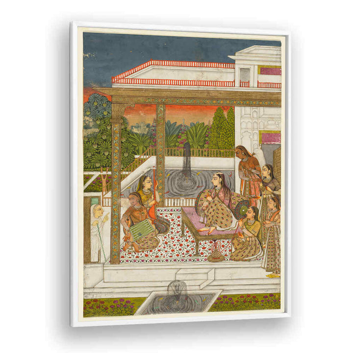 GARDEN COURT OF GENTLE CONVERSATIONS , INDIAN ART PAINTINGS