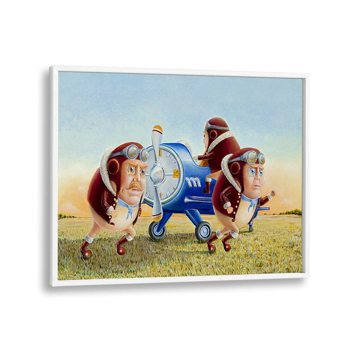 Whimsical SCRAMBLED EGGS, COMIC POSTERS featuring aviator characters, perfect for adding humor to your decor.